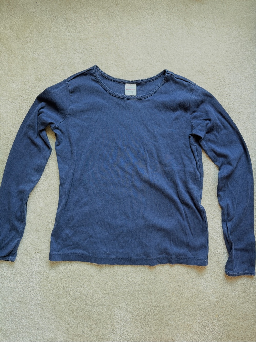 Hanna Andersson Long Sleeve Top Blue Pima Cotton Girls Size 12